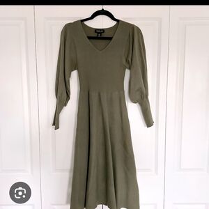 Elegant Olive Green Midi Dress